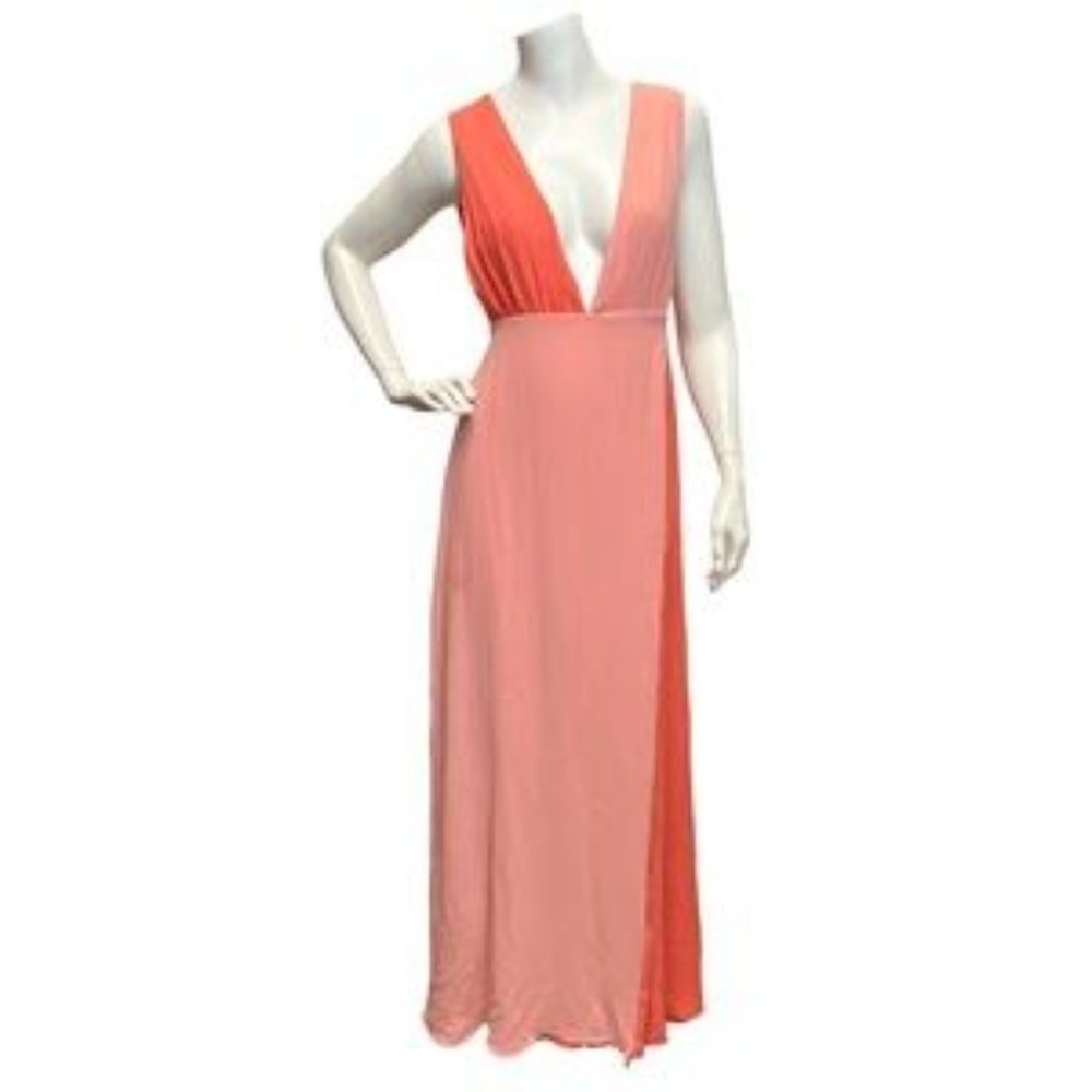Revolve: Majorelle Noah Formal Gown in Orange & Sherbet Small Block Color Dress